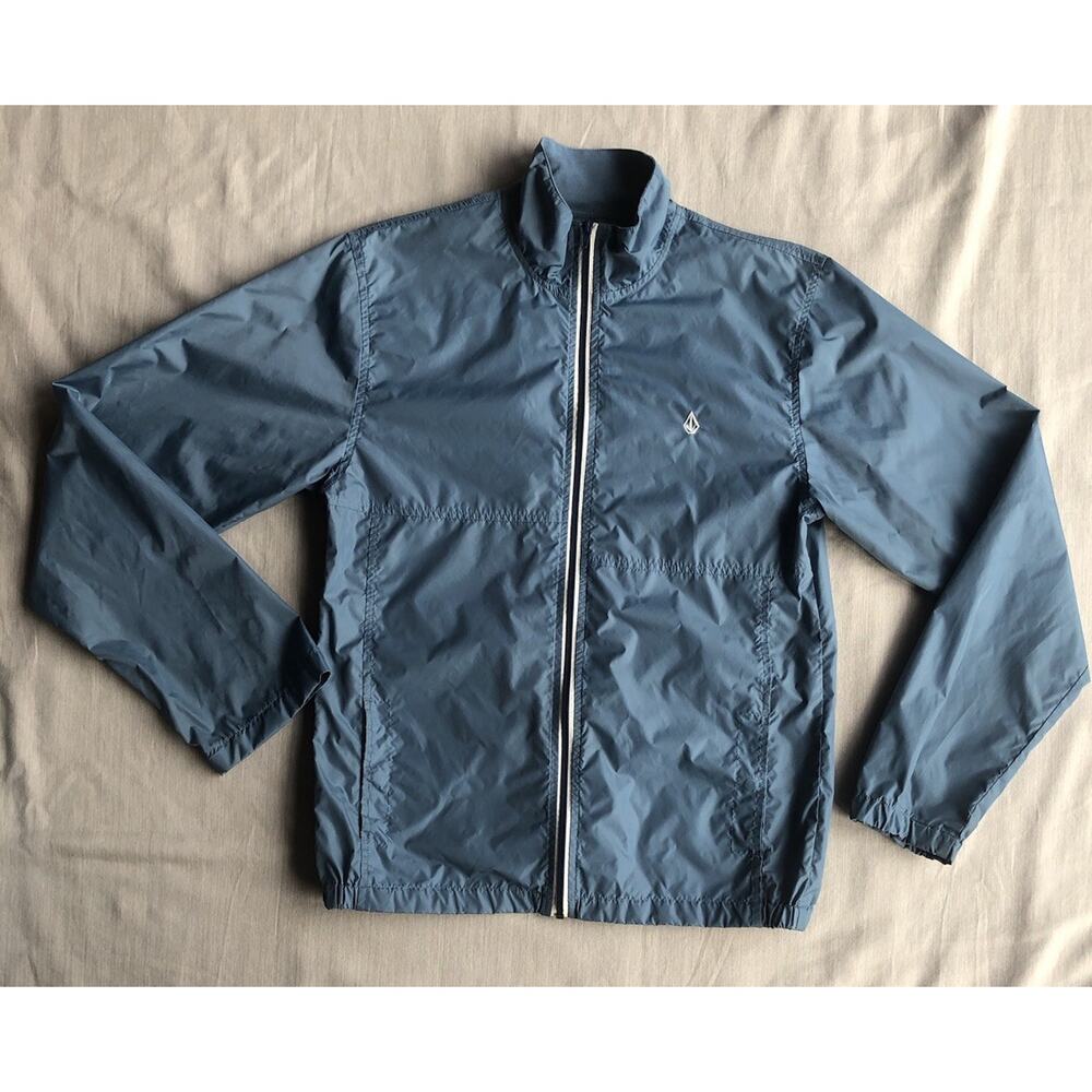 Vintage Y2K Volcom Hooded Windbreaker Jacket Men L Skateboard Surf Blue